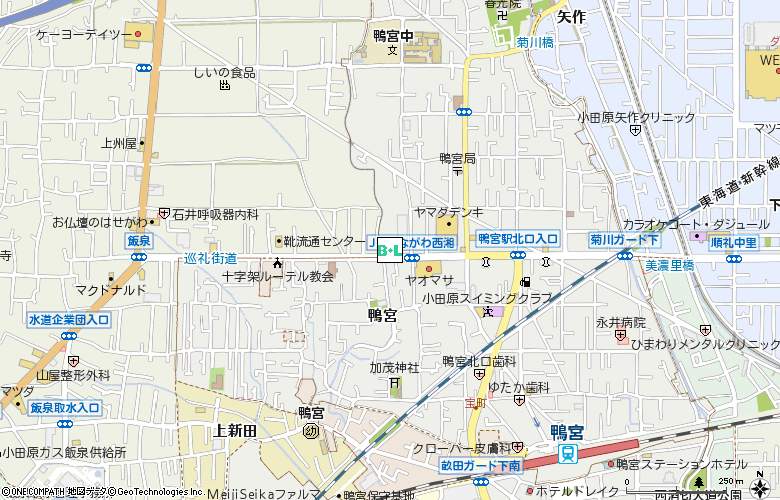 メガネスーパー 鴨宮店付近の地図